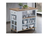 Küchenwagen Servierwagen Kautschukholz Eichefarben Hannae Unisex Weiss ONE SIZE