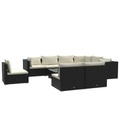 vidaXL 10-tlg. Garten-Lounge-Set mit Kissen Poly Rattan Schwarz