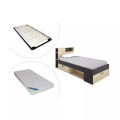 Bett mit Stauraum Schublade + Matratze + LattenrostEichefarben LEANDRE Bett mit Stauraum Schublade + Matratze + LattenrostEichefarben LEANDRE