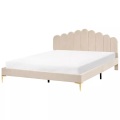 Beliani - Bett mit Lattenrost aus Samtstoff  SAUVIAN, 180x200 cm, Perle