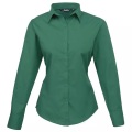 Popeline Bluse Arbeitshemd Damen Smaragdgrün 36