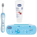 chicco Oral Set inkl. Zahnbürste und Zahnpaste blau Erdbeere mit Flourid
