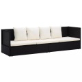 vidaXL, vidaXL Outdoor-Lounge-Bett mit Polster & Kissen Poly Rattan Schwarz