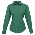 Popeline Bluse Arbeitshemd Damen Smaragdgrün 48