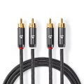 Nedis, Stereo-Audiokabel | 2x RCA-Stecker | 2x RCA-Stecker | Vergoldet | 1,00 m | Rund | Grau / Grau mit Metall | Karton mit Sichtfenster