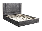 Vente-unique, Bett mit Kopfteil - 160 x 200 cm - Samt - Anthrazit - FEROYA Bett mit Kopfteil - 160 x 200 cm - Samt - Anthrazit - FEROYA