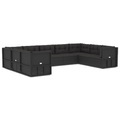 vidaXL 9-tlg. Garten-Lounge-Set mit Kissen Schwarz Poly Rattan