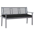 vidaXL 3-Sitzer-Gartenbank mit Auflage 150 cm Grau Eukalyptusholz