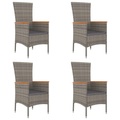 vidaXL Gartenstühle mit Kissen 4 Stk. Poly Rattan Grau