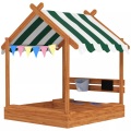 Northio, Northio - Sandkasten mit Dach, Sandkiste aus Holz mit Sitzplatz, Spielhaus, 124 x 116 x 146 cm Sandbox mit Tafel für 3-7 Jahre Kinder, Garten, Orange Aosom, 120cm