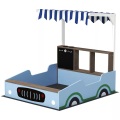 Northio, Northio - Sandkasten mit Dach, 90 x 108 cm Sandkiste aus Holz Sandbox Sitzbank, Zeichentafel, Pflanzkästen, Einkaufsladen-Design für 2 Kinder 3-7 Jahre Blau Aosom, 112cm
