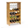 Weinregal aus Bambus für 16 Flaschen + 12 Gläser, Esszimmer, One Size