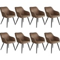 8er Set Stuhl Marilyn Stoff, schwarze Stuhlbeine - braun/schwarz