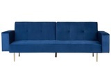 Beliani Schlafsofa Samtstoff marineblau VISNES