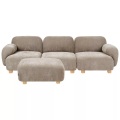 Beliani - 3-Sitzer Sofa mit Ottomane aus Stoff Modern AMLI, One Size, Perle
