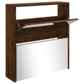 vidaXL Schuhschrank mit Spiegel 2 Fächer Räuchereiche 63x17x67 cm