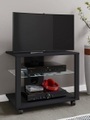 VCM, Holz TV Lowboard Rollen Fernsehschrank mobil Rack Konsole Möbel Fernsehtisch Fernseh Phono Glas Folas M Holz TV Lowboard Rollen Fernsehschrank mobil Rack Konsole Möbel Fernsehtisch Fernseh Phono Glas Folas M