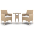 vidaXL 3-tlg. Garten-Essgruppe Poly Rattan Beige