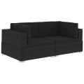 Diverse Hardware, Ecksofas 2 Stk. mit Auflagen Poly Rattan Schwarz