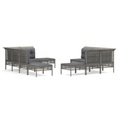vidaXL 11-tlg. Garten-Lounge-Set mit Kissen Grau Poly Rattan