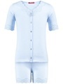 Shorty Set Schlafanzug, Elegante Spitze Pointelle Mädchen Blau 152