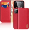 Dux Ducis - iPhone 13 Pro Max Flip Wallet Cover Echtleder Tasche (RFID Schutz) - Rot