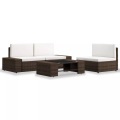 4-tlg. Garten-Lounge-Set Poly Rattan Braun