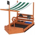 Northio, Northio - Sandkasten Sandkiste groß mit Abdeckung im Schiff Design Matschekiste aus Holz Segelschiff Spielhaus Küchenspielset Aufbewahrung für Kinder 3-7 Jahre Orange 180 x 103 144,5 cm Aosom, 120cm