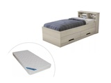 Vente-unique, Set Bett mit Bettkasten BORIS + Lattenrost + Matratze Eichenholzfarben Set Bett mit Bettkasten BORIS + Lattenrost + Matratze Eichenholzfarben