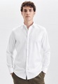 Business Hemd Slim Fit Langarm Uni Herren Weiss 42