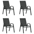 vidaXL Stapelbare Gartenstühle 4 Stk. Schwarz Textilene