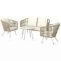 Northio - Gartenmöbel Set aus Polyrattan Lounge-Set mit 2er Sofa Sessel Tisch Kissen wetterfest Sitzgruppe für 4 Personen Outdoor Balkonmöbel Set Terrassenmöbel für Garten Balkon Terrasse Khaki |, One Size