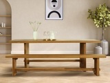 Set aus Tisch + Bank - Holzfarben - LENIDA Set aus Tisch + Bank - Holzfarben - LENIDA