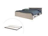 Bett mit 2 Schubladen & 1 Ablage + Lattenrost - 140 x 190 cm - Naturfarben - PABLO Bett mit 2 Schubladen & 1 Ablage + Lattenrost - 140 x 190 cm - Naturfarben - PABLO