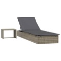 vidaXL Sonnenliege mit Tisch Grau Poly Rattan