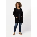 Ulla Popken - Long-Strickjacke, Netz-Optik, offene Form, V-Ausschnitt, 54/56, Schwarz