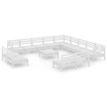 vidaXL 14-tlg. Garten-Lounge-Set Massivholz Kiefer Weiß
