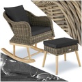 TecTake, Rattan Schaukelstuhl Rovigo mit Fussbank Vibo Rattan Schaukelstuhl Rovigo mit Fussbank Vibo