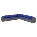vidaXL 9-tlg. Garten-Lounge-Set mit Kissen Poly Rattan Grau