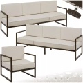 Tectake - Garten-Loungeset Comosa für 7 Personen, XXL-Polsterung je Sofa 350 kg, Sessel 120 kg Belastbarkeit, One Size, Beige