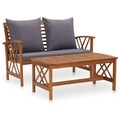 vidaXL 2-tlg. Garten-Lounge-Set mit Auflagen Massivholz Akazie