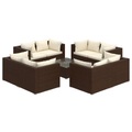 vidaXL 9-tlg. Garten-Lounge-Set mit Kissen Poly Rattan Braun