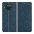 Nokia X20 - Seidige Stand Flip Case Hülle dunkelblau