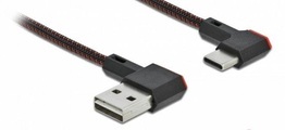 Delock EASY-USB 2.0 Kabel Typ-A Stecker zu USB Type-C™ Stecker gewinkelt links / rechts 2 m schwarz, 2 m, USB A, USB C, 2.0, Schwarz