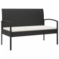 VidaXL - Gartenbank poly-rattan, One Size, Schwarz