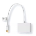 USB-Multi-Port-Adapter | USB 3.2 Gen 1 | USB-C? Stecker | 2x USB-A | 1000 Mbps | 0,20 m | Rund | Vernickelt | PVC | Weiß | Blister