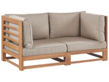 2 Sitzer Sofa Aus Fsc® Zertifiziertes Akazienholz Modern Trani Unisex Braun Leder ONE SIZE