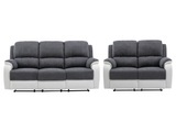 Couchgarnitur 3+2 - Microfaser & Kunstleder - Grau & Weiß - BRODY Couchgarnitur 3+2 - Microfaser & Kunstleder - Grau & Weiß - BRODY