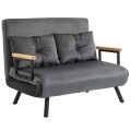 Northio - Schlafsofa Mit Bettkasten Couch Mit Schlaffunktion Schlafcouch Mit Samtoptik Rückenkissen Dunkelgrau 102 X 73 X 81 Cm, 102X191CM