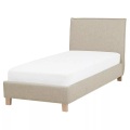 Beliani Polsterbett beige Lattenrost 90 x 200 cm SENNEZ